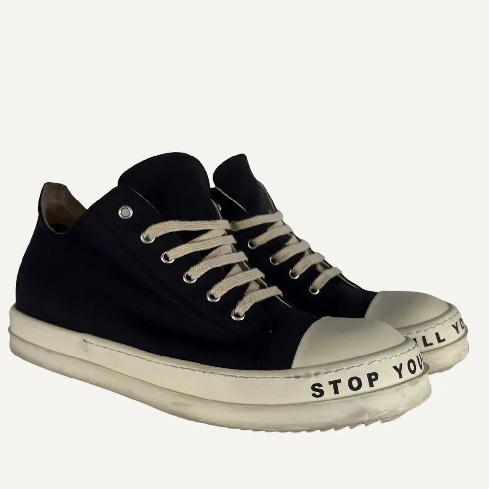 Rick Owens DRKSHDW EDFU Stop Your Breath Low Sneakers Black Milk Size EU 45